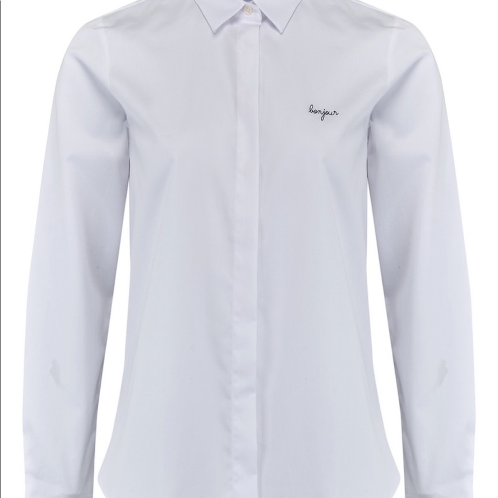Maison Labiche collar ‘bonjour’ shirt in white